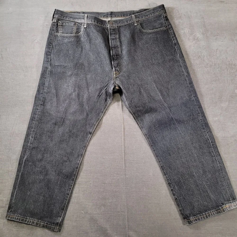 Levis 501 Button Fly Faded Black Baggy Jeans Actual Size 43 x 26 Flawed